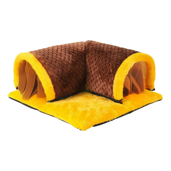 Mupvlun Funny Plush Tunnel Bed, Soft Removable Guinea Tunnels And Tubes For Cage, Fluffy Tunnel, Small Animal Hideou Corner Yellow