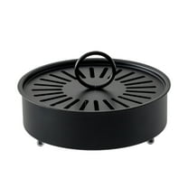 Mupvlun Mosquito Coil Tray - Portable Metal Incense Burner Coil Holder for Indoor & Outdoor Use, Hollow Mesh Lid for Safety Black