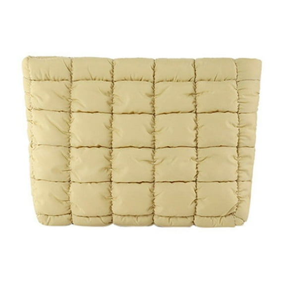 Mupvlun Puffy Quilted Makeup Bag Cosmetic Bags Travel Cute Puffer Solid Toiletry Organizer Pouch Storage Clutch for Women C