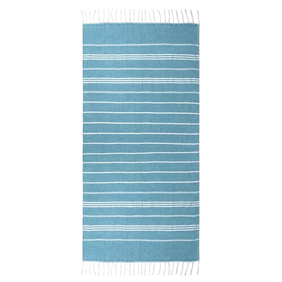 Mupvlun Turkish Beach Towel - Quick Dry, Lightweight Polyester with Vintage Striped Design, Fringe Detail, for Travel, Swimming, Gym, and Seaside - 39.37x70.88inch Blue