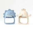 thumbnail image 1 of Muqee Peeko Teethers for Baby Pack of 2 Wearable Pacifier Teething Toy - Chick & Dino Blue & Beige, 1 of 15