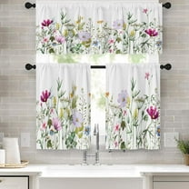 Muqhrev Spring Floral Kitchen Valances, 52" x 18" (3 Panels)