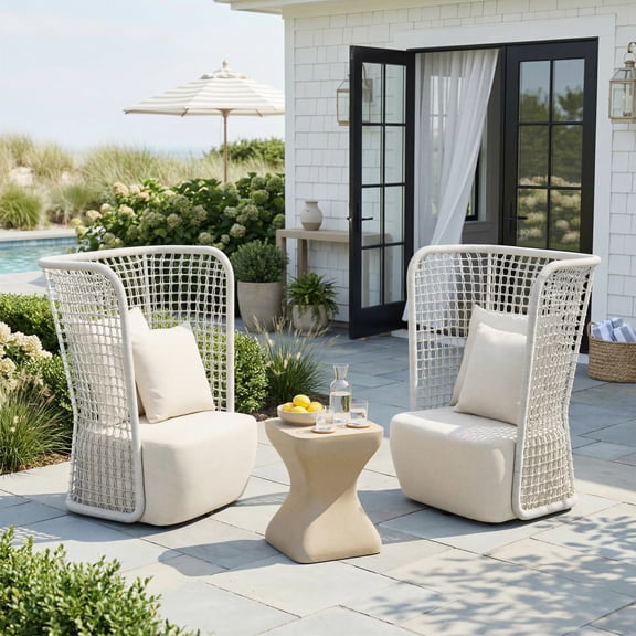Mura Side Table Taupe End Table, Modern Style, Faux Terrazzo Poly Cement square shape tabletop, Poly Cement, Outdoor Living
