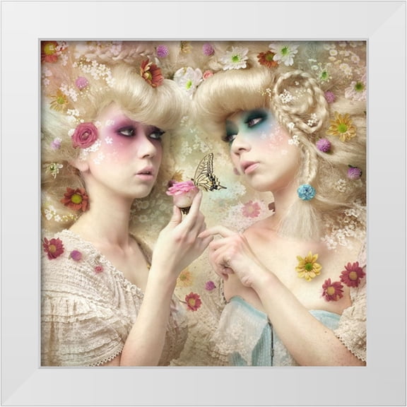 Murakami, Kiyo 12x12 White Modern Wood Framed Museum Art Print Titled - Girl Of The Flower Garden