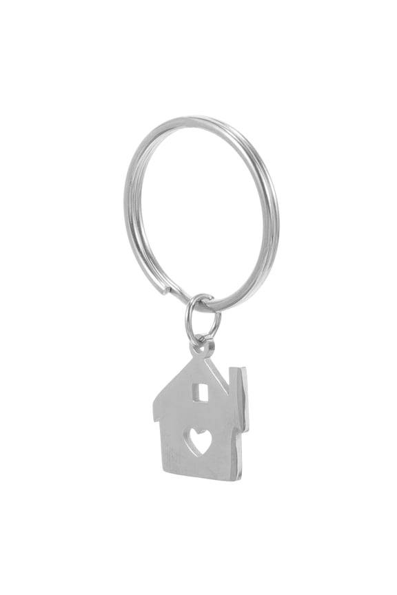 House Shape Keyring Silver Home Shaped Keychains 1Pack