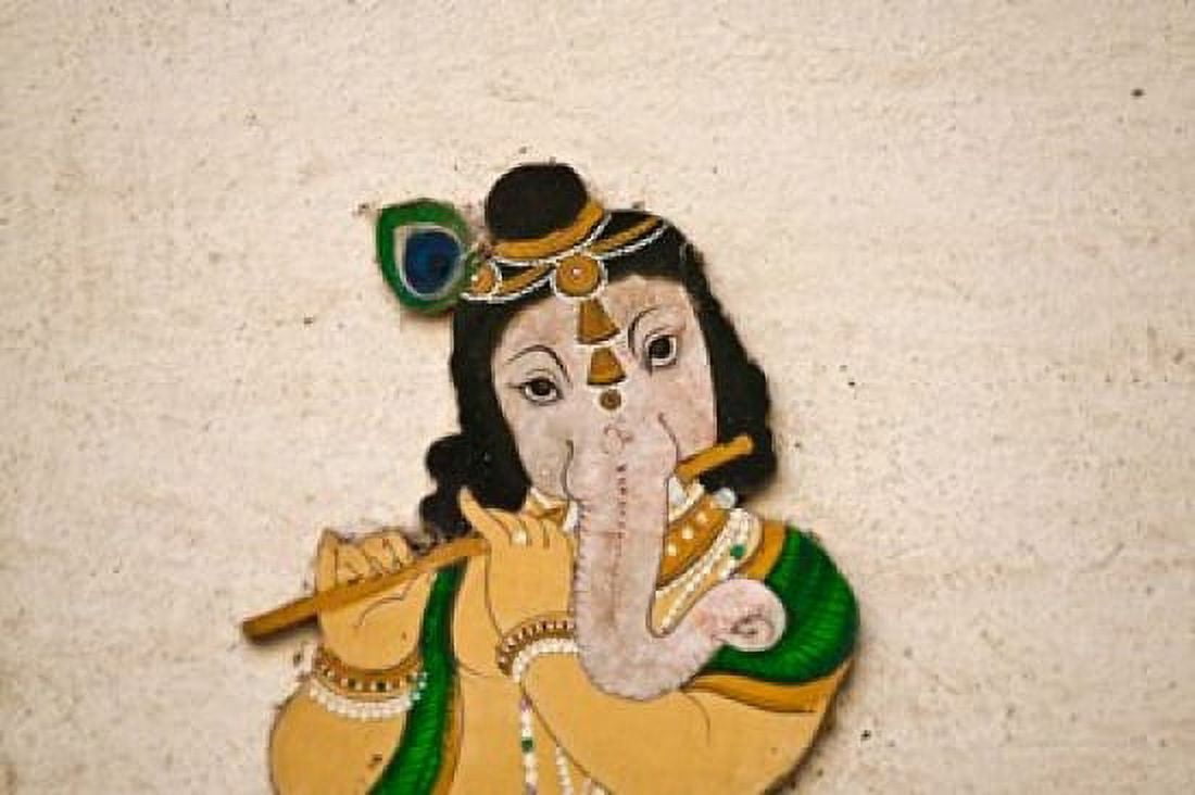 Mural depicting Ganesha a Hindu deity inside City Palace Udaipur Rajasthan India Canvas Art - Keren Su DanitaDelimont (26 x 18)