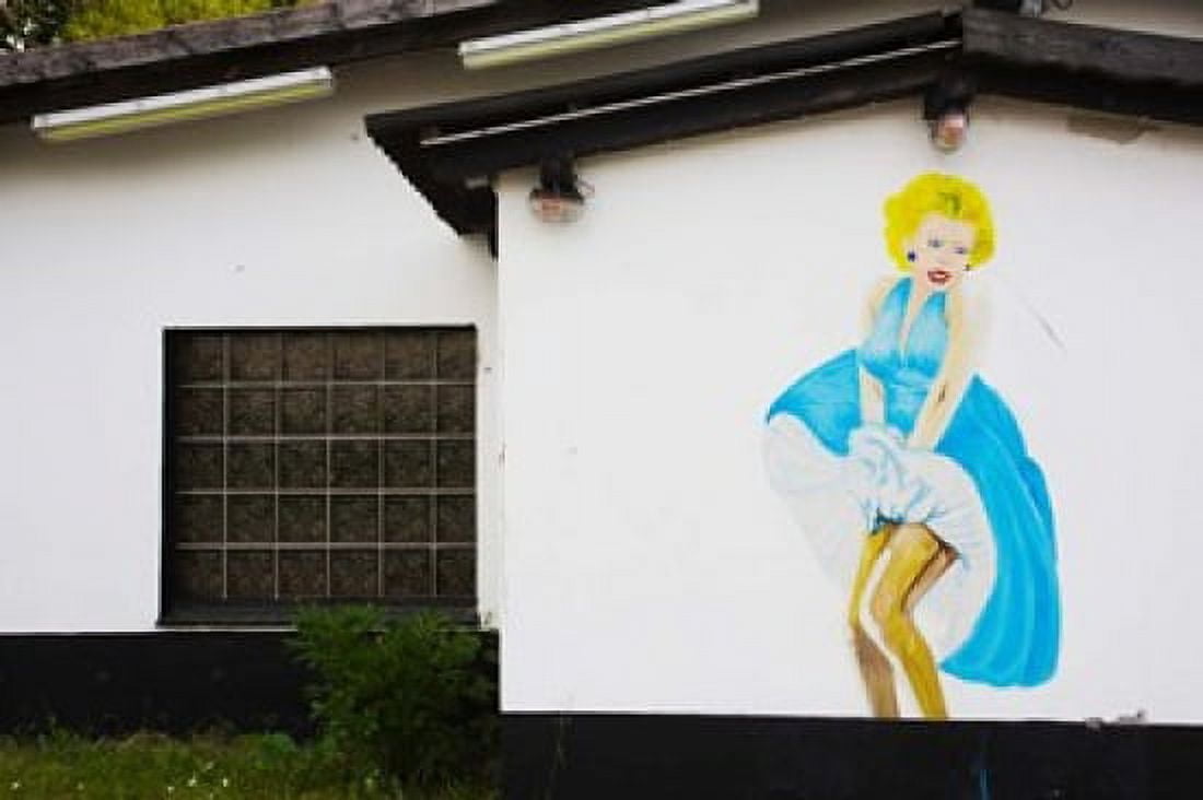 Mural of Marilyn Monroe on the Oo-La-La Bar at British Army Base Bergen Lower Saxony Germany Canvas Art - Panoramic Images (36 x 24)