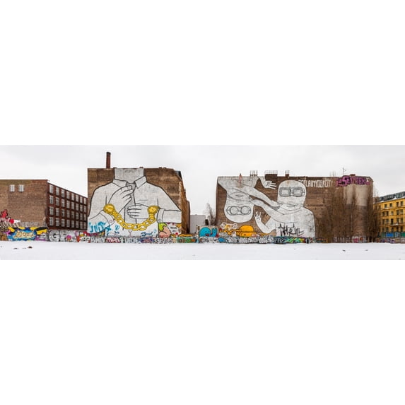 Mural painting by graffiti artist Blu on firewall in Kreuzberg, Berlin, Germany Poster Print by Panoramic Images (20 x 6)