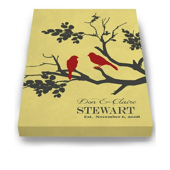 MuralMax Personalized Canvas Tree Art - Custom Wall Decor With Names & Anniversary Date - Unique Milestone Gifts For Parents, Grandparents, Friends - Color - Yellow - Size 16 x 20