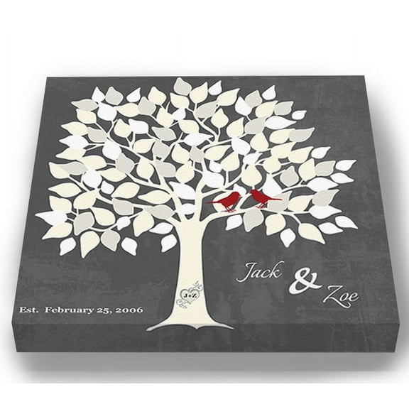 MuralMax Personalized Wedding Tree Guest Book - Unique & Memorable Alternative Way For 100-150 Signatures For Canvas Wall Decor - One of A Kind Bridal Shower Gift - Color - Gray # 2 - Size 20x20