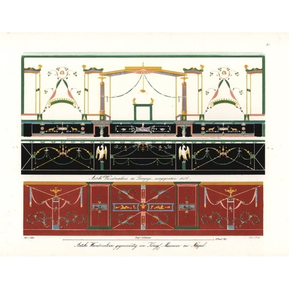 Murals From Houses In Pompeii Poster Print By ® Florilegius Mary Evans (36 X 24)
