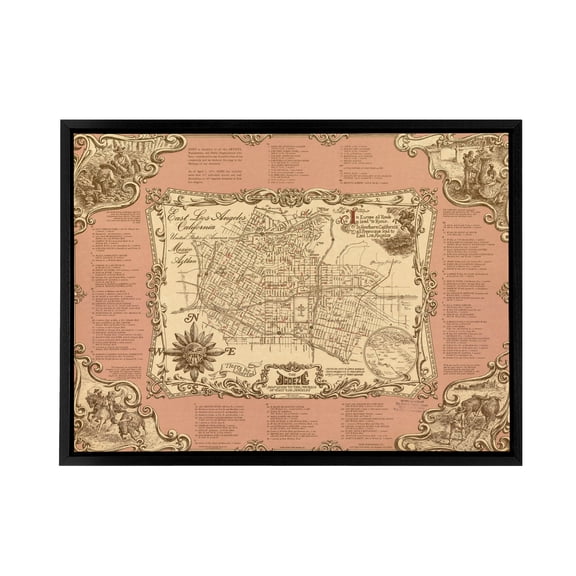 Murals Of East Los Angeles Black Framed Canvas Wall Art Print 12X16"