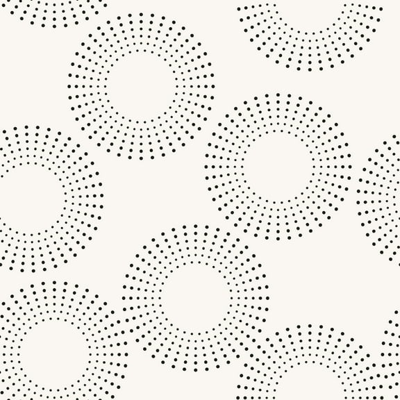 MuralsPrint Black and White Dotted Circles Removable Wallpaper - 24'' inch x 10'ft
