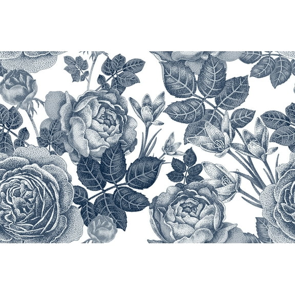 MuralsPrint Blossom Roses Peel and Stick Floral Wallpaper, Removable Wallpaper 10'L x 24''W