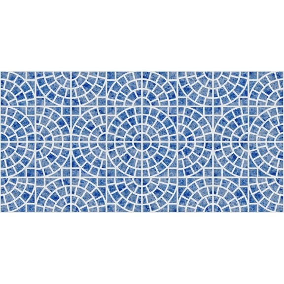 MuralsPrint Blue Moroccan Tiles Peel and Stick Wallpaper - 10'ft H x 24''inch W