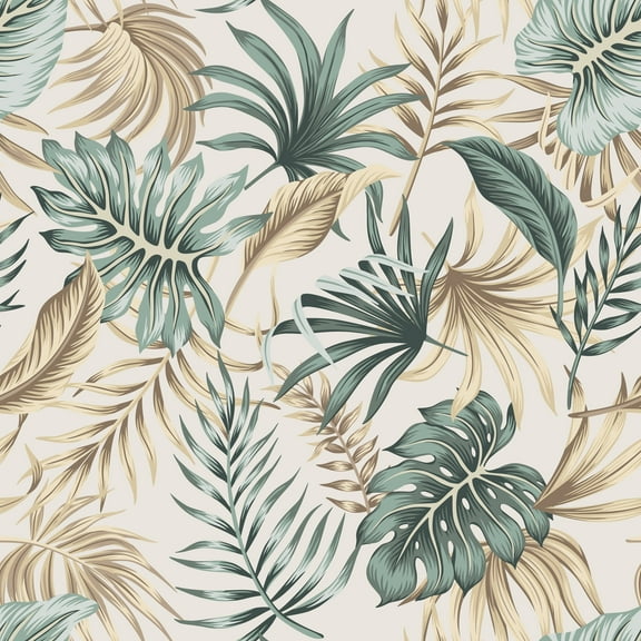 MuralsPrint Botanical Green Leaves Removable Wallpaper - 10'ft H x 24''inch W