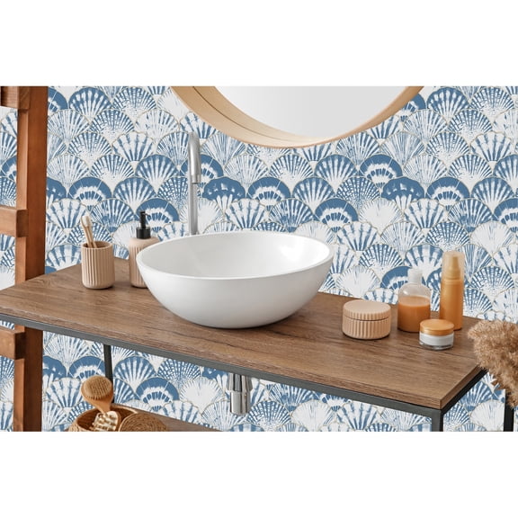 MuralsPrint Coquillages by the Sea Peel and Stick Wallpaper, Eco-friendly Removable Wallpaper, 10'L x 24''W