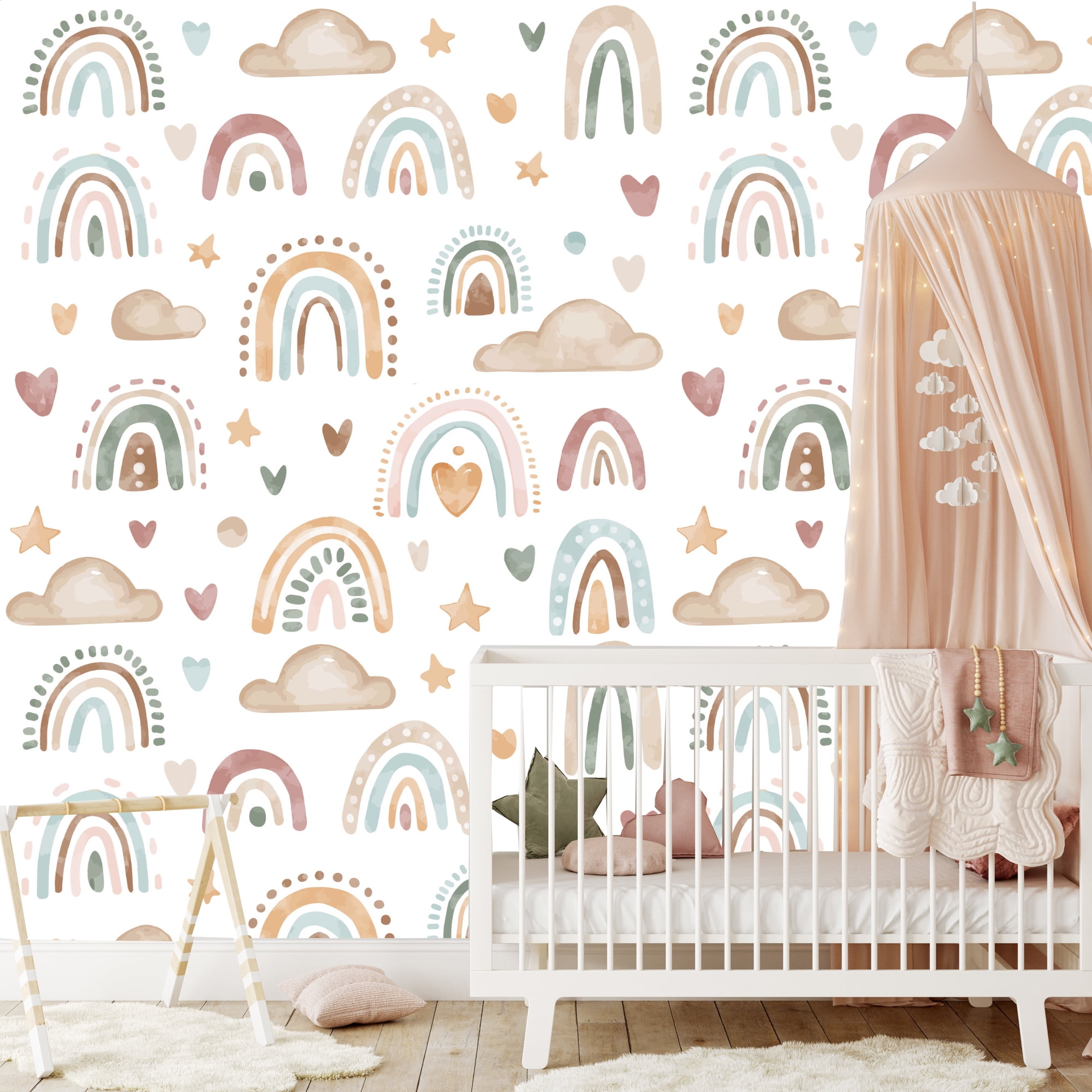 MuralsPrint Cute Boho Rainbows and Clouds Wallpaper Peel and Stick