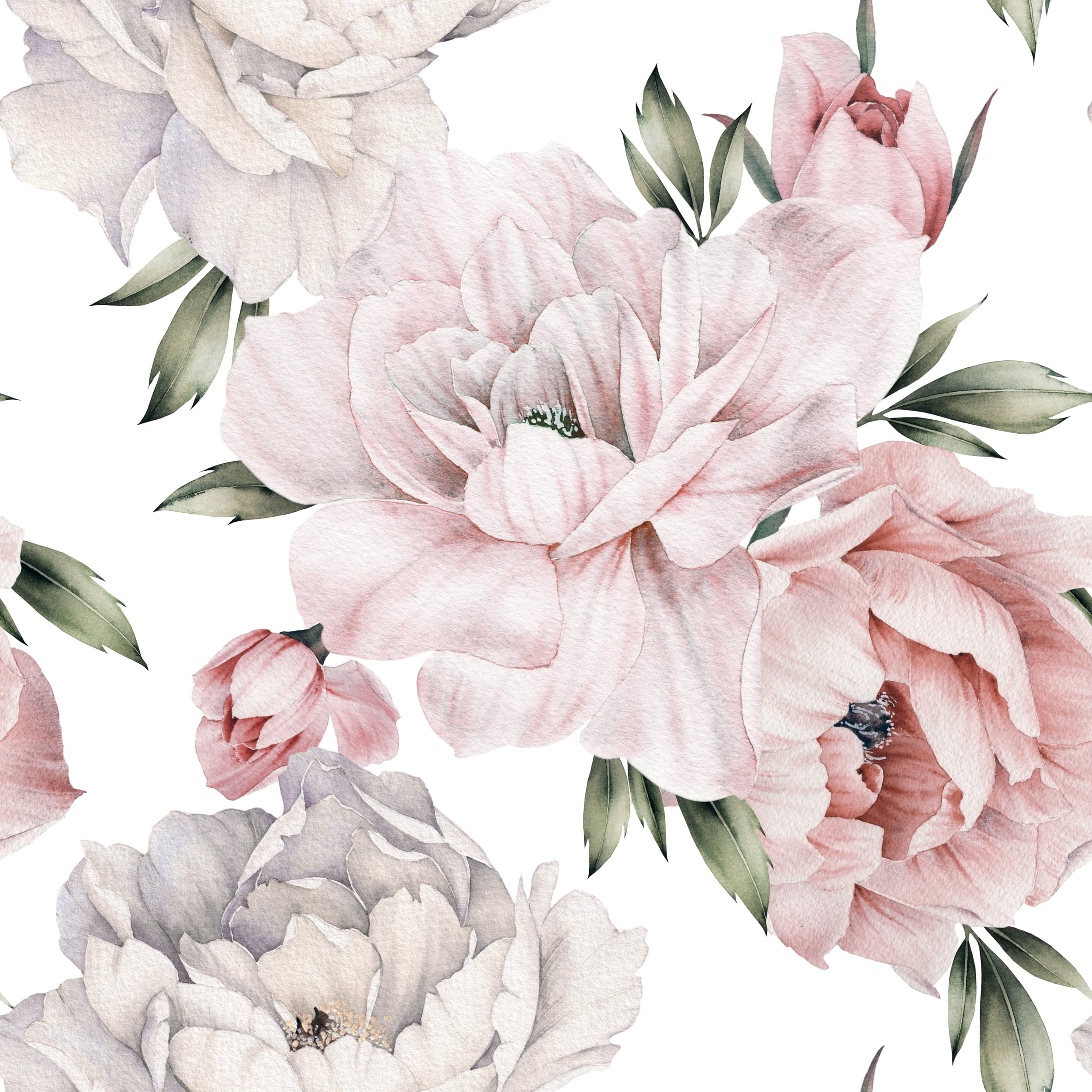MuralsPrint Daria Cute Peony Peel and Stick Floral Wallpaper, Removable ...
