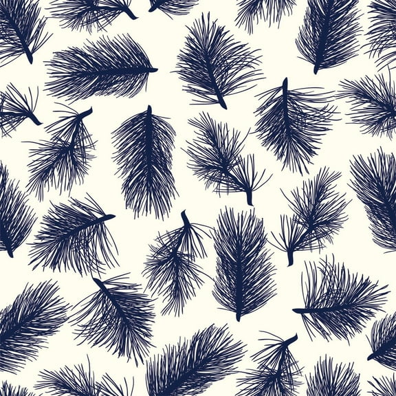 MuralsPrint Dark Navy Pine Branches Peel and Stick Wallpaper 24''w x 10'L - 24'' inch x 10'ft