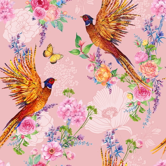 MuralsPrint Floral Peacock Removable Wallpaper - 10'ft H x 24''inch W