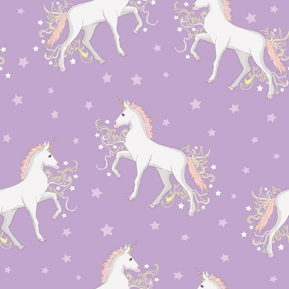 MuralsPrint Girls Lavander Unicorn Removable Wallpaper - 10'ft H x 24''inch W