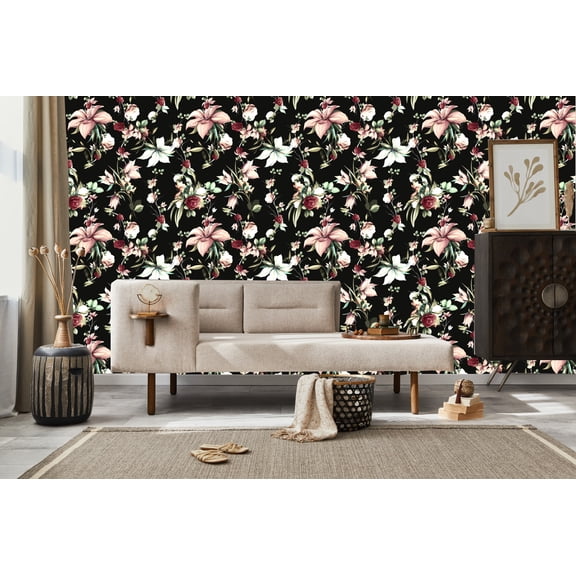 MuralsPrint Hindy Summer Floral Peel and Stick Wallpaper, Watercolor Decorative Wall Decals, 10 Ft x 24 In