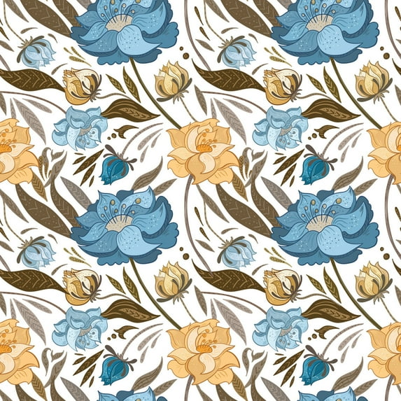 MuralsPrint HollyHock Floral Peel and Stick Wallpaper, Eco-friendy Removable Wallpaper 10'L x 24''W