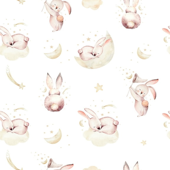 MuralsPrint Nursery Happy Bunny Removable Wallpaper - 24'' inch x 10'ft