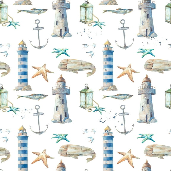 MuralsPrint Ocean Light House Removable Wallpaper - 24'' inch x 10'ft