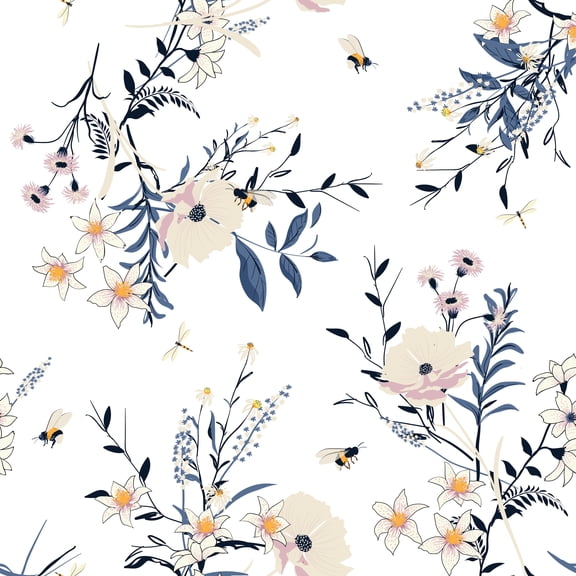 MuralsPrint Olivia  Gardenia Removable Wallpaper - 24'' inch x 10'ft
