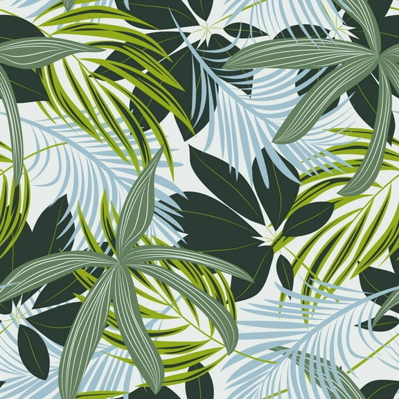 MuralsPrint Palm Tropical Leaves Removable Wallpaper - 10'ft H x 24''inch W