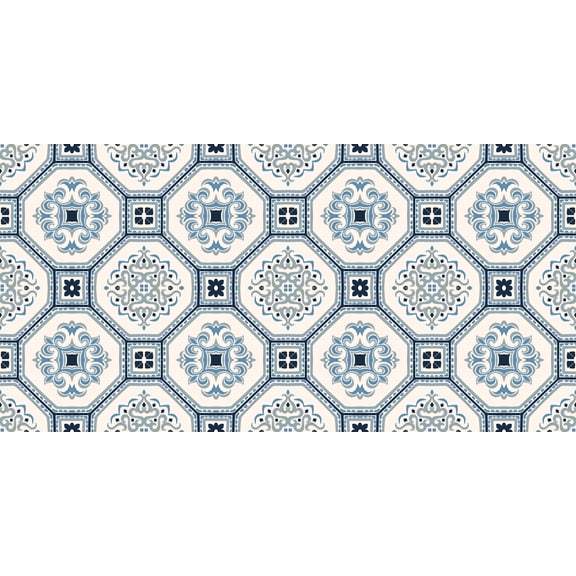 MuralsPrint Portuguese Ceramic Tile Peel and Stick Wallpaper, Removable Wallpaper, 10'L x 24''W