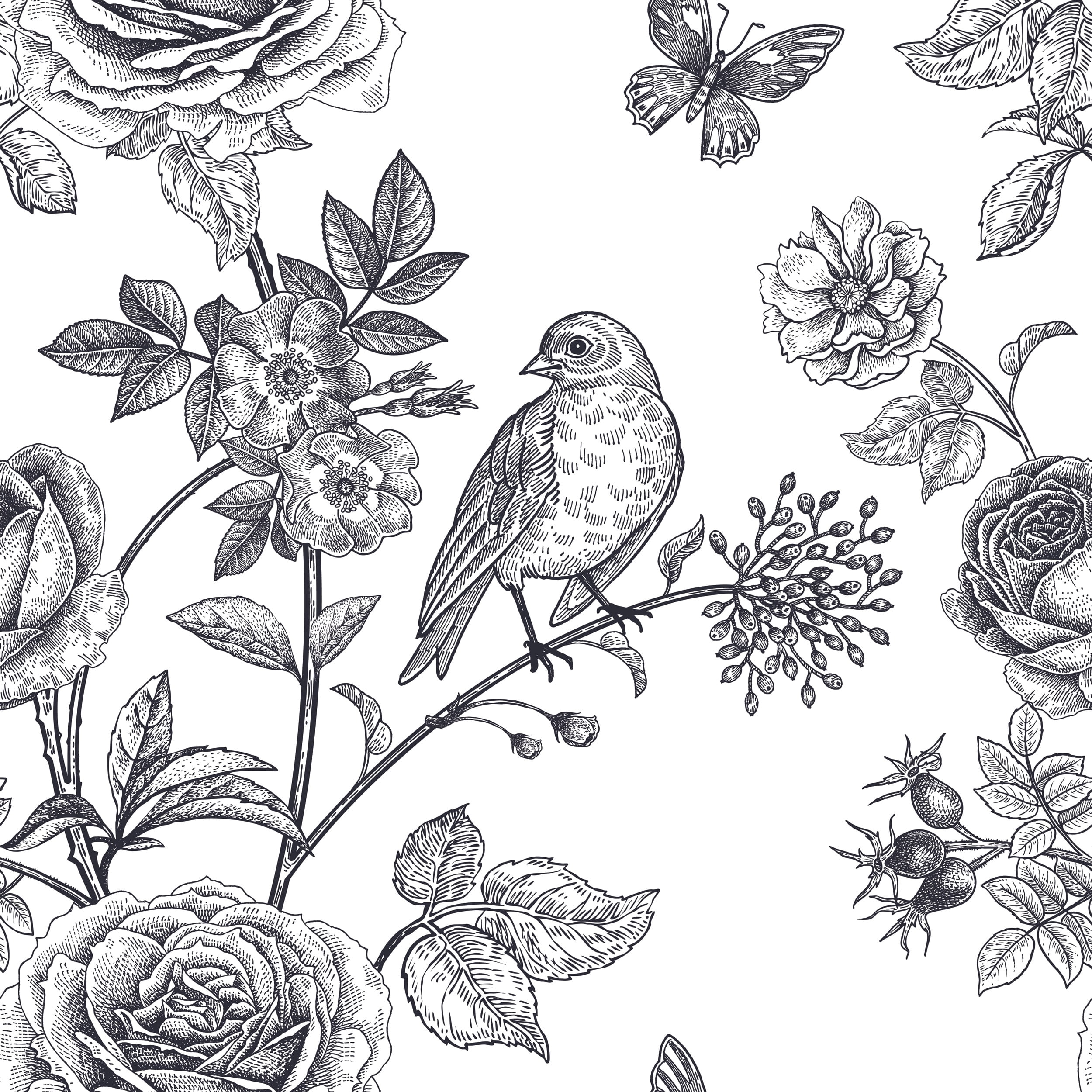 MuralsPrint Victorian Garden Roses Removable Wallapper - 24'' inch x 10 ...