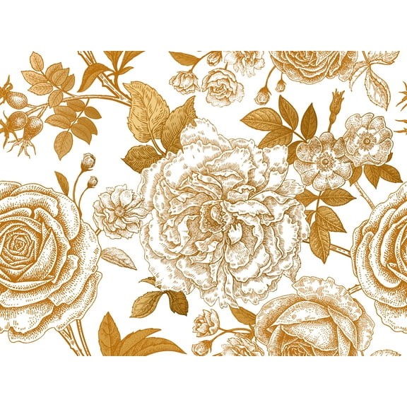 MuralsPrint Victorian Roses and Peonies Removable Wallpaper - 24'' inch x 10'ft