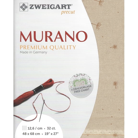 Wizardi Murano Brown Sand 3984 2429, Precut Zweigart 32 Count Evenweave Cross Stitch Fabric, Counted Embroidery Cloth and Needlework Blank Canvas, 19x27 in for Adults