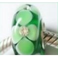 thumbnail image 1 of Murano Glass European Style Glass Beads Charms - Fits most Bracelets (Green Flower Diamond), 1 of 1