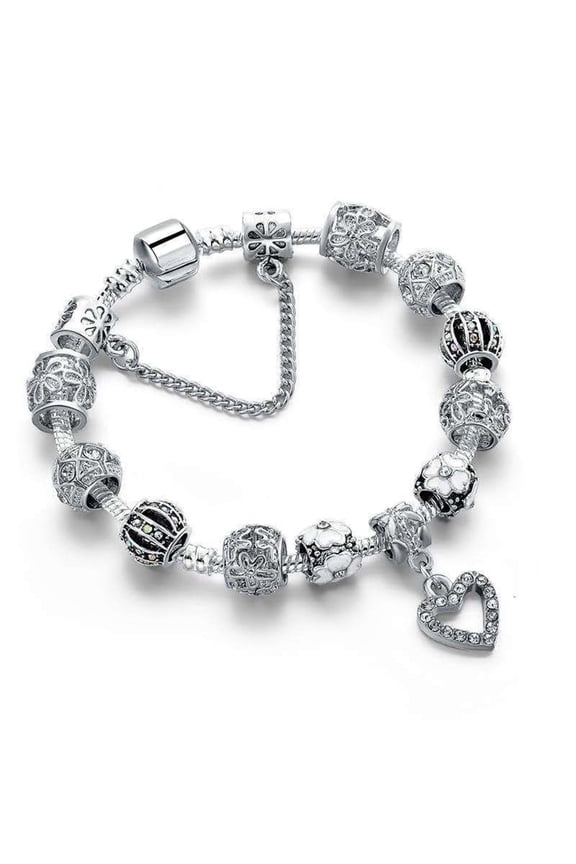 Murano Heart Charm Bracelets Made With Crystals From Swarovski