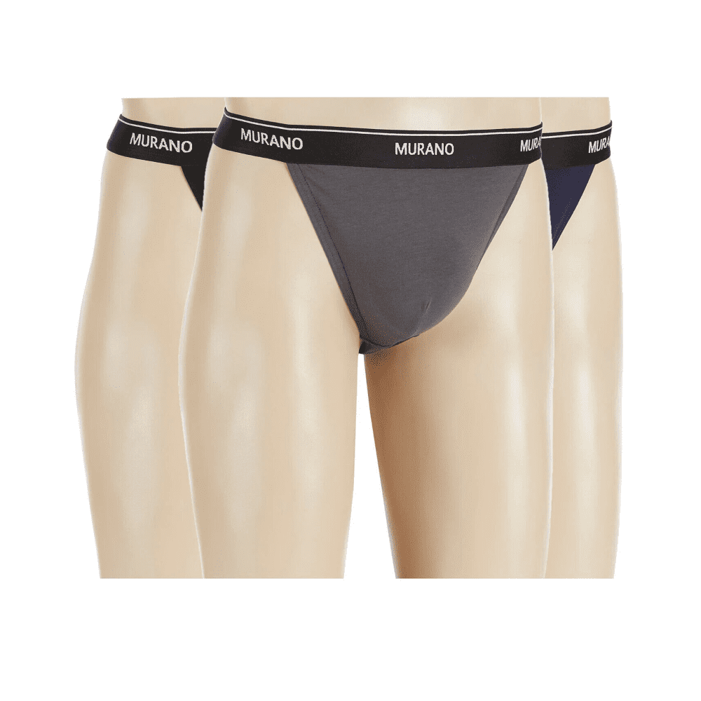 Murano Men's Comfort Stretch Thongs 3 Pack, Multicolor, Sm