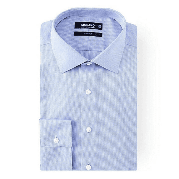 Murano Slim Fit Spread Collar Stretch Dress Shirt, Blue, 17.5/32-33