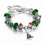AMY AND ANNETTE Murano and Swarovski Crystal Christmas Charm Bracelet