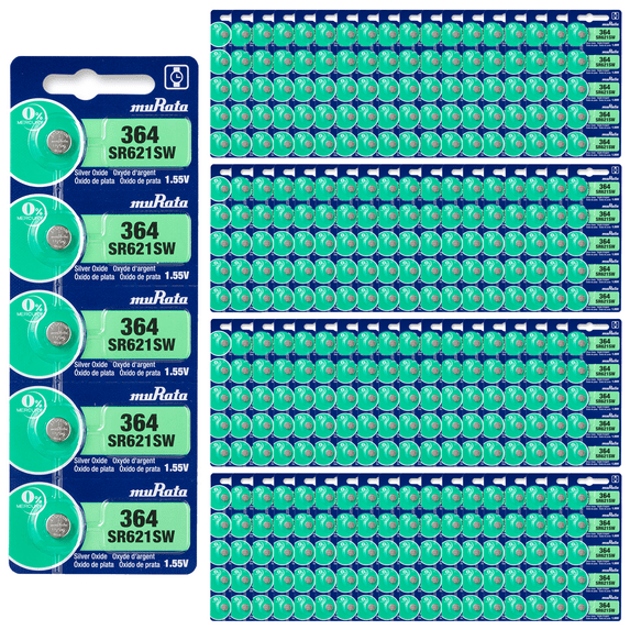 Murata 364 SR621SW Battery 1.55V Silver Oxide Watch Button Cell - Replaces Sony 364 (1000 Batteries)