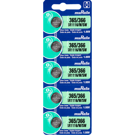 Murata 365/366 SR1116/W/SW Battery 1.55V Silver Oxide Watch Button Cell - Replaces Sony 365/366 (5 Batteries)