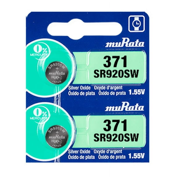 Murata 371 Battery 1.55V Silver Oxide Watch Button Cell (2 Batteries)