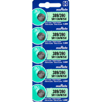 Murata 389/390 SR1130/W/SW Battery 1.55V Silver Oxide Watch Button Cell - Replaces Sony 389/390 (5 Batteries)