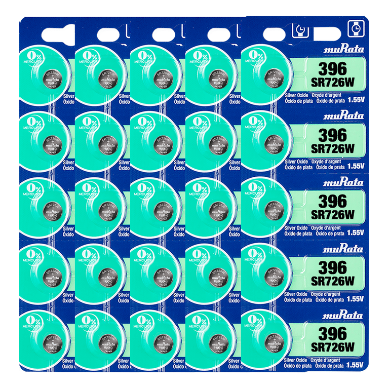 Murata 396 SR726W Battery 1.55V Silver Oxide Watch Button Cell