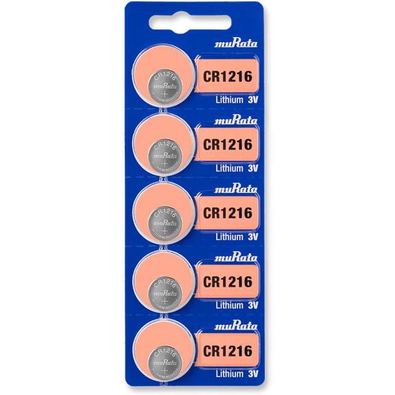 Murata CR1216 3V Lithium Coin Cell (5 Batteries) - Replaces Sony CR1216