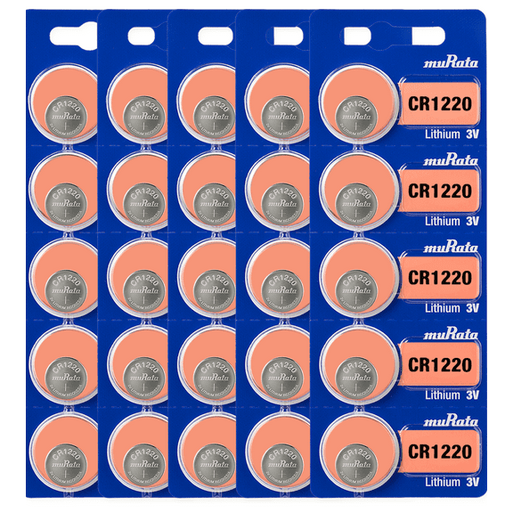 Murata CR1220 3V Lithium Coin Cell (25 Batteries) - Replaces Sony CR1220