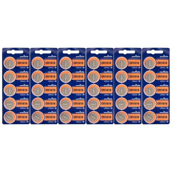 Murata CR1616 3V Lithium Coin Cell (30 Battery)
