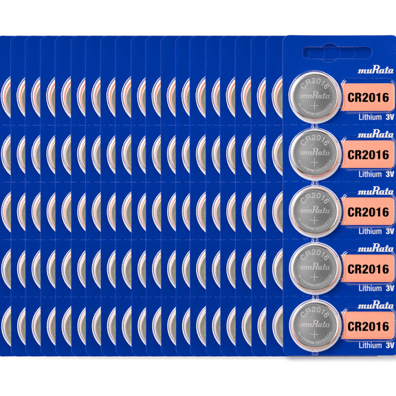 Murata CR2016 3V Lithium Coin Cell (100 Batteries) - Replaces Sony CR2016